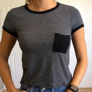 Black and grey striped crop top in good condition